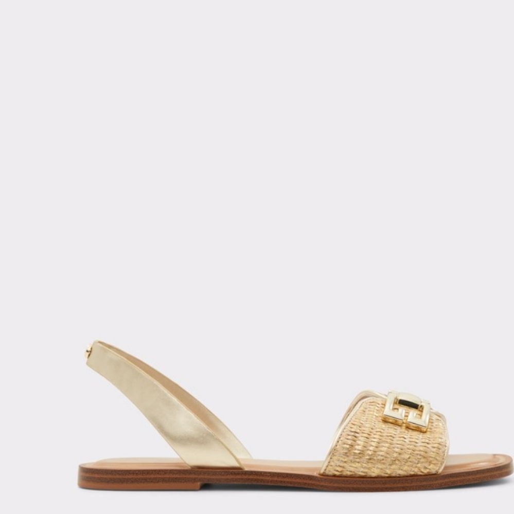 Aldo Sandals brand new still in the box. Gold tone with a cute buckle. - Picture 3 of 4